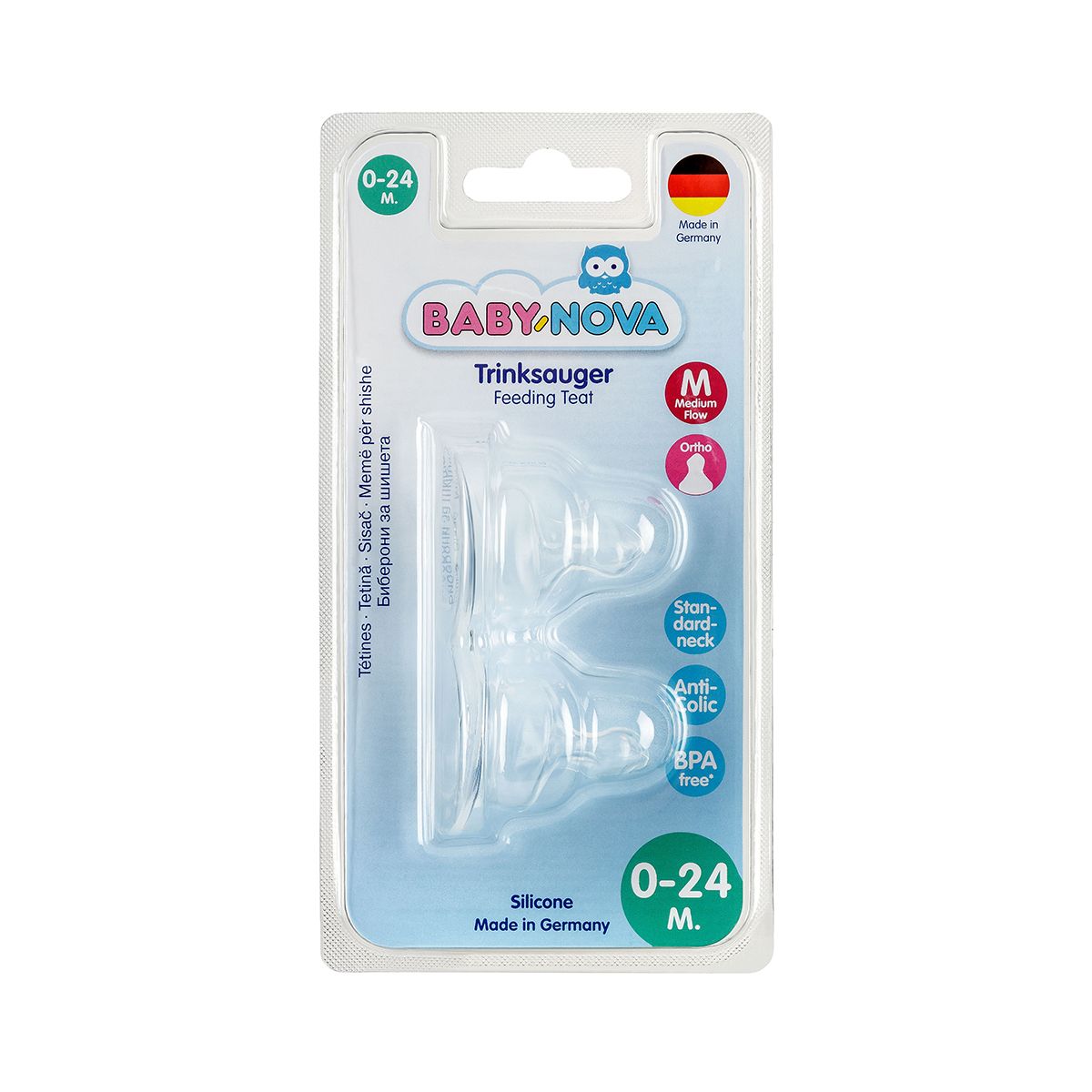 Baby Nova - ბეიბი ნოვა საწოვარა სილიკონის რძის 3-24 თვე 2 ცალი 15302