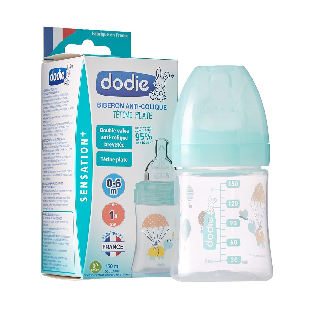 Dodie - დოძიე ბოთლი AC 0-6 თვე 150 მლ N1 6569