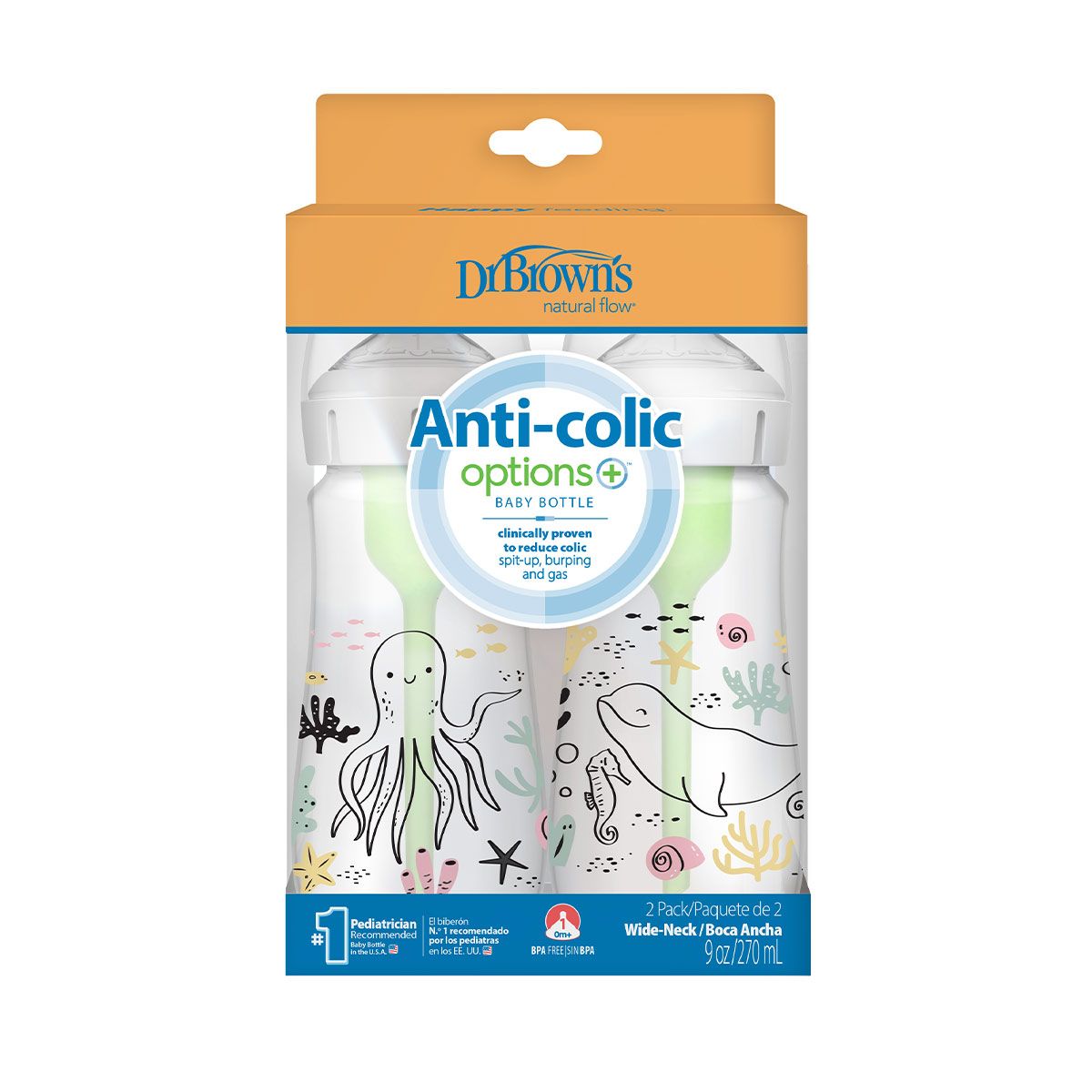 DrBrowns - დოქტორ ბრაუნი ბოთლი ფართო ყელით Options+ ოკეანე 2 ცალი 2740