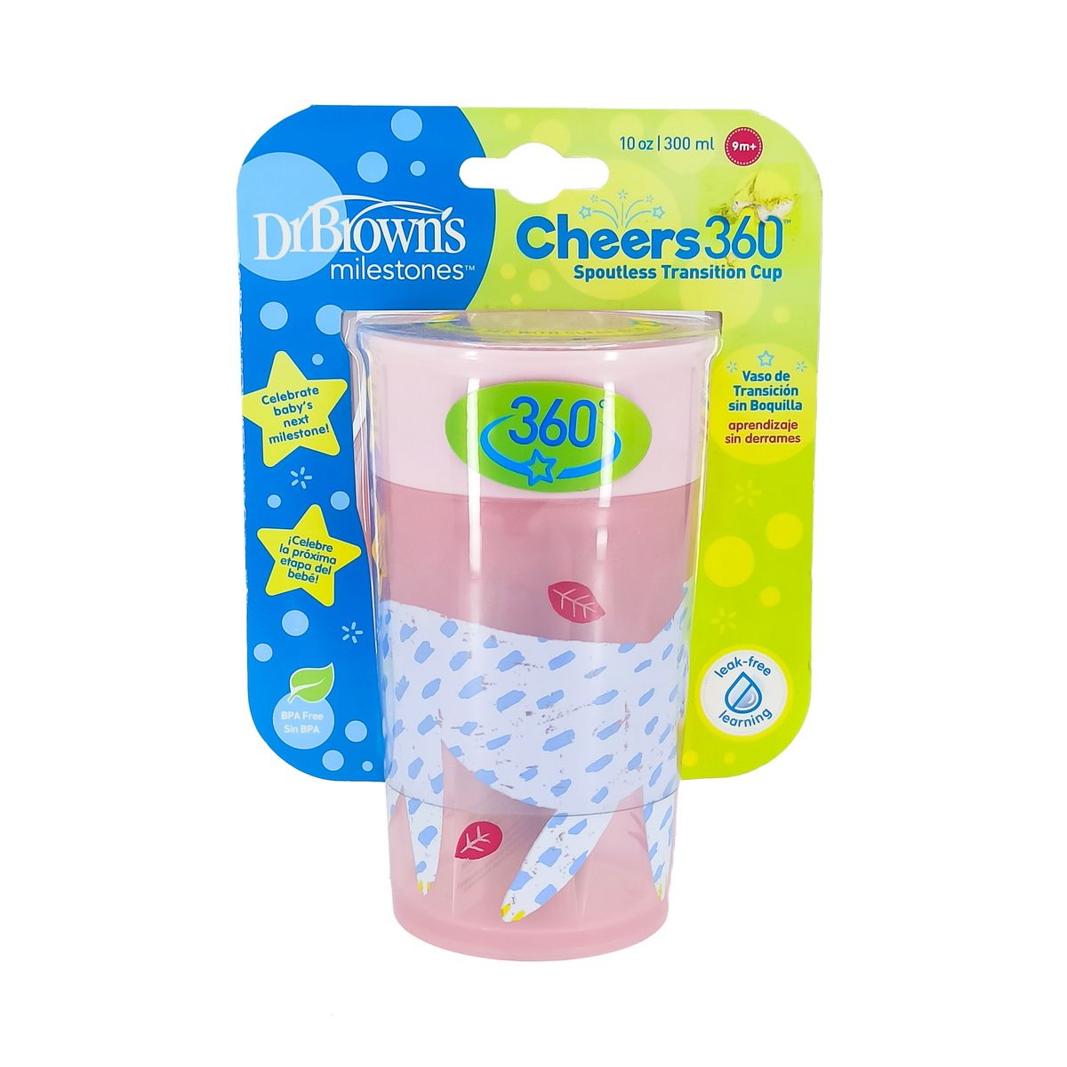 DrBrowns - დოქტორ ბრაუნი ჭიქა ვარდისფერი 9+ თვე 300მლ 2381