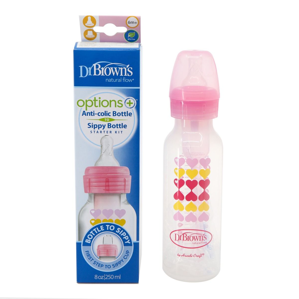 DrBrowns - დოქტორ ბრაუნი პლასტმასის ბოთლი + საწოვარა 6-9თ 0958