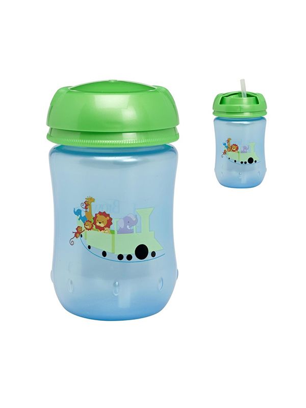 DrBrowns - დოქტორ ბრაუნი საწრუპიანი ჭიქა (ლურჯი მწვანე თავსახურით) - 270