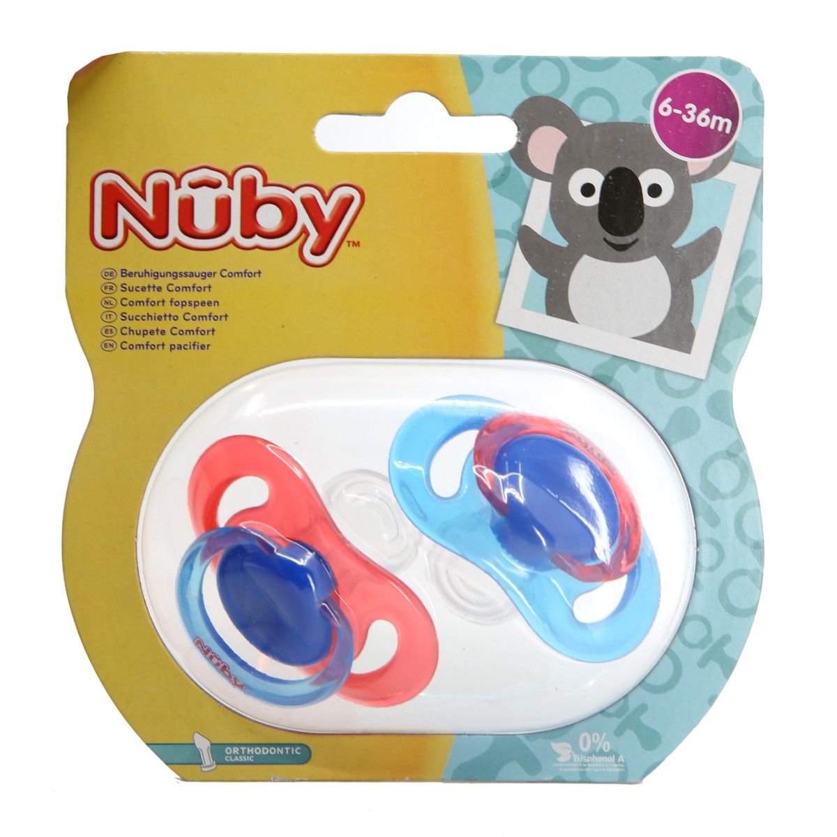 Nuby - ნუბი მატყუარა კლასიკური ორთოდონტიული 6-36 თვე 2 ცალი 9270