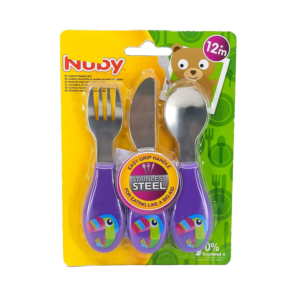 Nuby - ნუბი ნაკრები დანა ჩანგალი კოვზი 8801