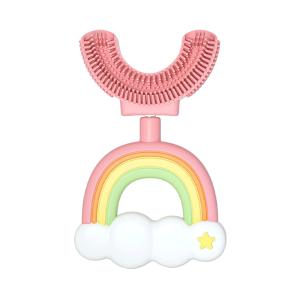 საბავშვო კბილის ჯაგრისი ცისარტყელა ვარდისფერი 3091