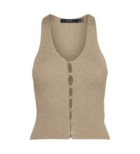 მაისურები Vero Moda - VMGOLD RIB SL V-NECK TOP GA