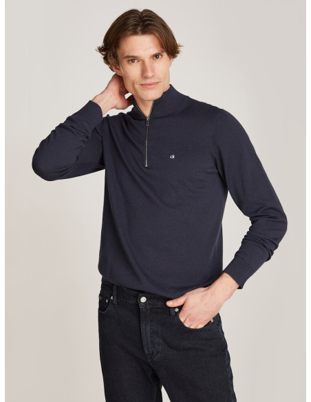 კაცის სვიტერი CALVIN KLEIN - COTTON SILK BLEND QUARTER ZIP