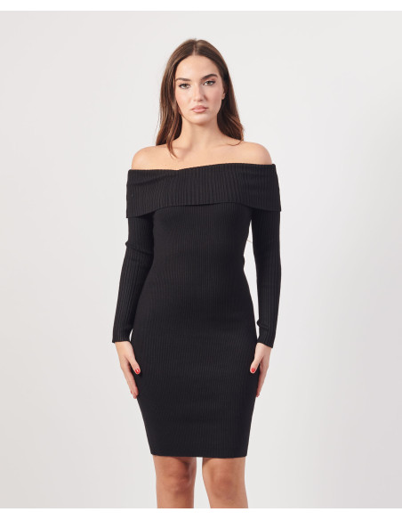 კაბა GUESS - LS FOLD OVER RIB JULIA DRESS