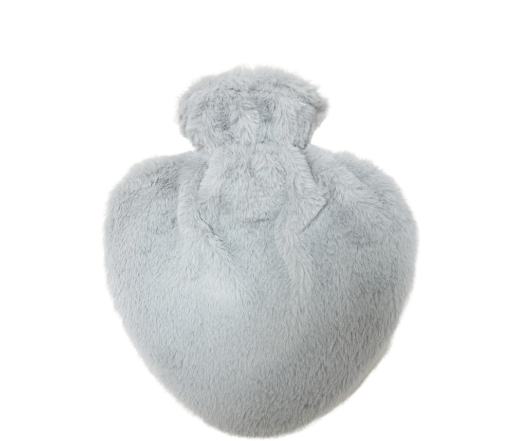 Aroma Home ცხელი წყლის ბოთლი ბეწვის საფარით Gray Heart