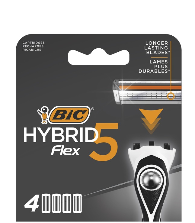 BIC Men Hybrid Flex 5 საპარსი პირი, 4 ცალი