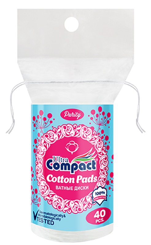 Compact კოსმეტიკური ბამბის დისკები, 40 ცალი