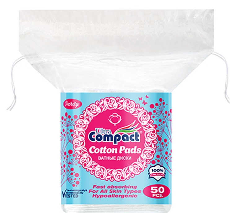 Compact კოსმეტიკური ბამბის დისკები, 50 ცალი