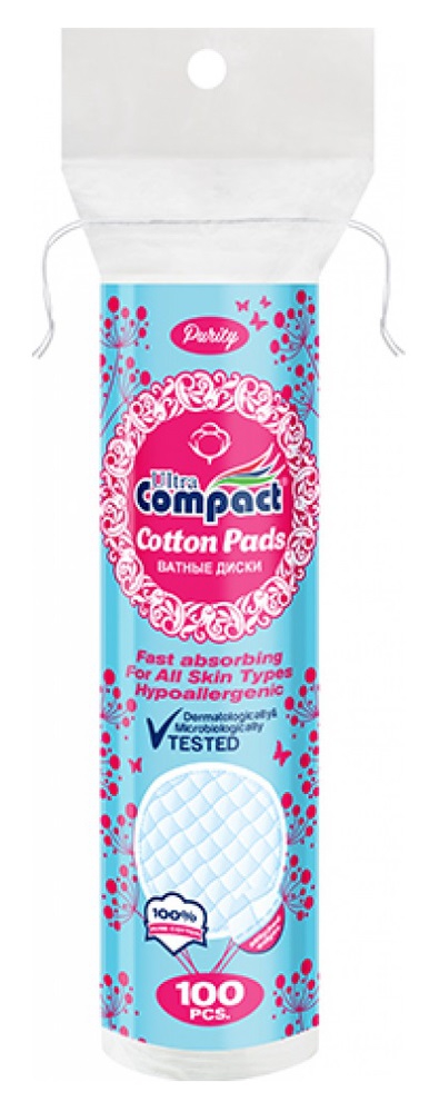 Compact კოსმეტიკური ბამბის დისკები , 100 ცალი