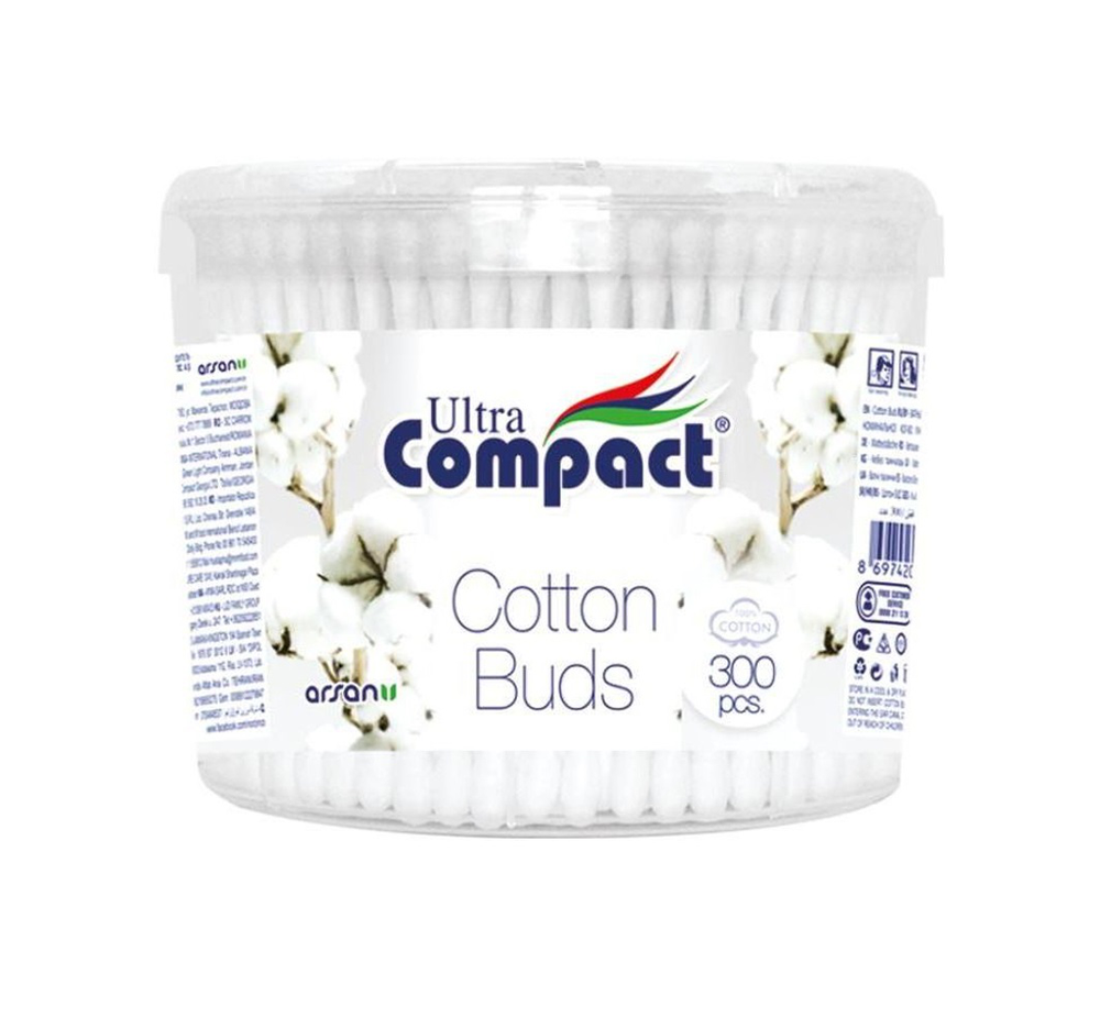 Compact ყურის ჩხირი, 300 ცალი