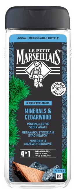 Le Petit Marseillais Minerals & Cedarwood 4-1 შხაპ-გელი 400 მლ