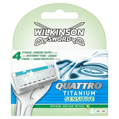 Wilkinson Sword Quattro Titanium Sensitive 4 საპარსი პირი, 4 ცალი