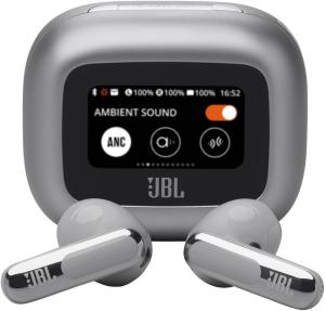 JBL Live Flex 3 True Wireless Noise Cancelling Earphones With Screen Silver