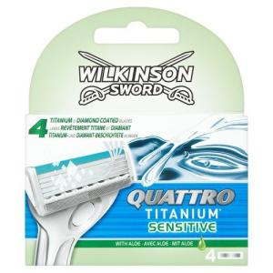 Wilkinson Sword Quattro Titanium Sensitive 4 საპარსი პირი, 4 ცალი