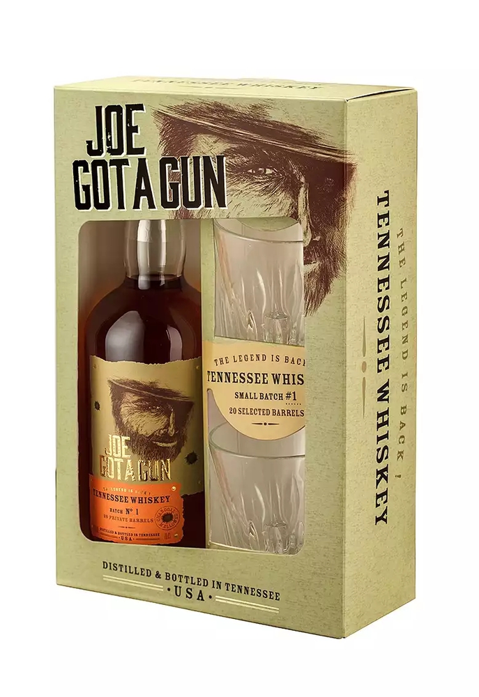Joe Got A Gun, Tennessee Whiskey, სასაჩუქრე შეფუთვა, 700 მლ, + 2 ჭიქა.