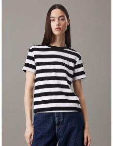 მაისურები CALVIN KLEIN - STRIPED LONG BABY RIB TEE