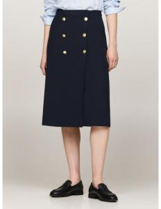 ქვედაბოლო Tommy Hilfiger - GOLD BUTTON TWILL MIDI SKIRT