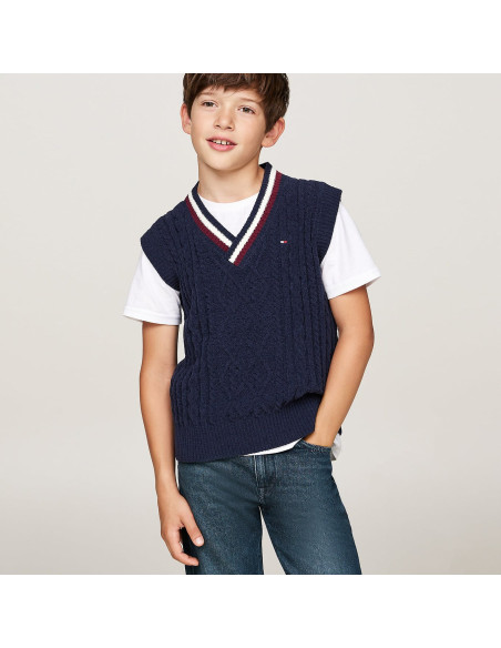 ბავშვის ჟილეტი TOMMY HILFIGER - GLOBAL CHENILLE CABLE VEST