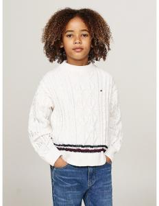 ბავშვის ჯემპრი/ჟაკეტი TOMMY HILFIGER - GLOBAL CHENILLE CABLE SWEATER