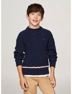 ბავშვის ჯემპრი/ჟაკეტი TOMMY HILFIGER - GLOBAL CHENILLE CABLE SWEATER