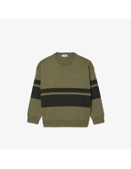 ბავშვის ჯემპრი/ჟაკეტი Lacoste - Kids' Striped Cotton and Wool Sweater