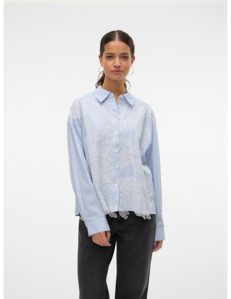 პერანგი Vero Moda - VMBRIT LACE LS SHIRT WVN