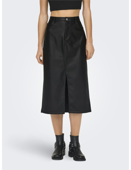 ქვედაბოლო ONLY - ONLKIRI HW LO SLIT FAUX LEA SKIRT CC PNT