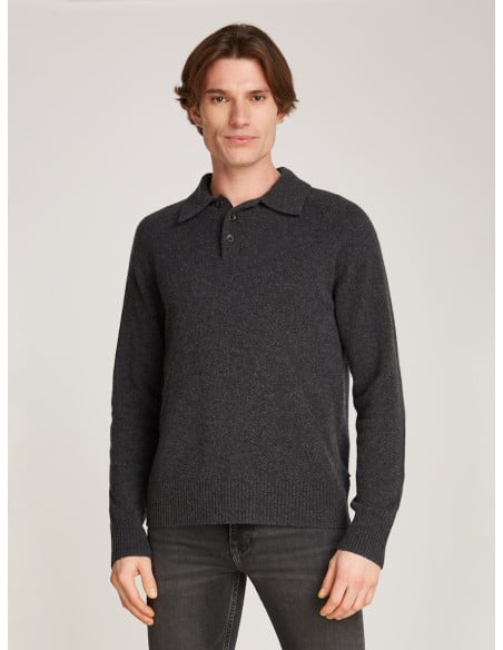 კაცის სვიტერი CALVIN KLEIN - LUXURY WOOL LS POLO