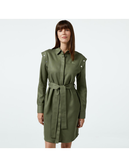 კაბა Lacoste - Lacoste Women's Relaxed Fit Long Sleeve Shirt Dress