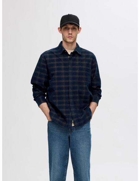 პერანგი SELECTED HOMME - SLHRELAX-CORD CHECK SHIRT LS