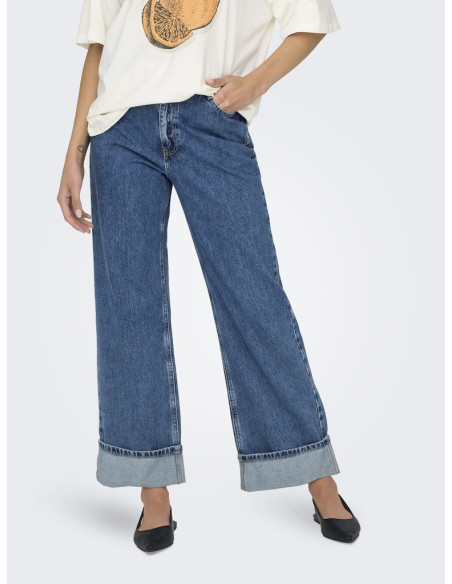 ქალის ჯინსი ONLY - ONLHOPE HW WIDE FOLD UP DNM CRO