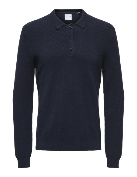 კაცის სვიტერი ONLY & SONS - ONSPHILL REG 12 RIB LS POLO KNIT
