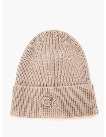 ქალის ქუდი CALVIN KLEIN - CK EMBROIDERY FINE RIB BEANIE