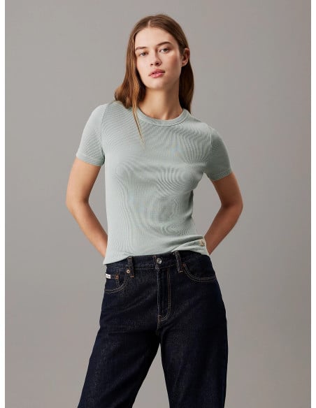 მაისურები CALVIN KLEIN - WASHED LABEL RIB FITTED TEE