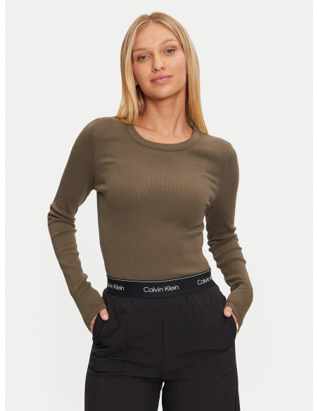 მაისურები CALVIN KLEIN - WASHED LABEL RIB LONG SLEEVE