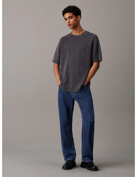 მაისური CALVIN KLEIN - WAFFLE WOVEN LABEL RELAXED TEE