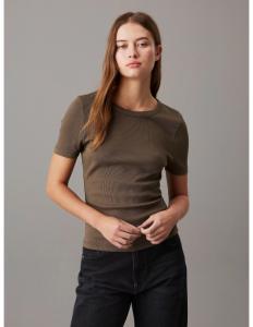 მაისურები CALVIN KLEIN - WASHED LABEL RIB FITTED TEE