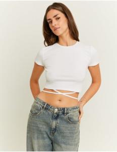 მაისურები Tally Weijl - White Lace Up T-Shirt