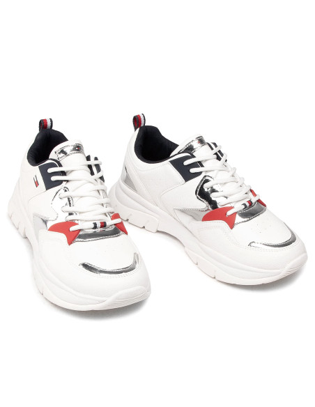 ბავშვის სპორტული ფეხსაცმელი Tommy Hilfiger - SCARPA BASSA STRINGA BIANCO/ARGENTO