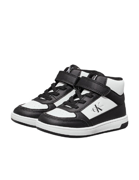 ბავშვის სპორტული ფეხსაცმელი CALVIN KLEIN - HIGH TOP LACE-UP/VELCRO SNEAKER BLACK/WHITE