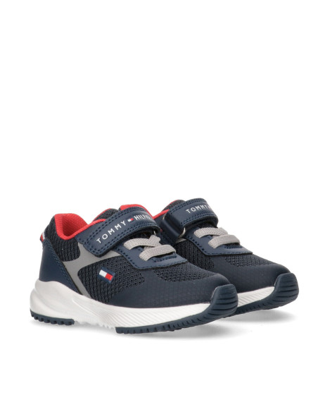 ბავშვის სპორტული ფეხსაცმელი Tommy Hilfiger - LOW CUT LACE-UP/VELCRO SNEAKER BLUE/GREY