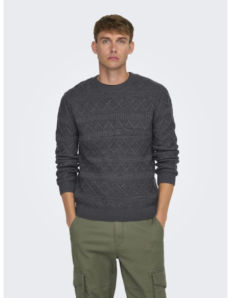 კაცის სვიტერი ONLY & SONS - ONSWADE REG 5 STRUC CREW NECK KNIT