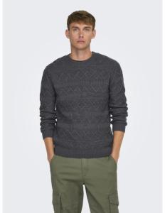 კაცის სვიტერი ONLY & SONS - ONSWADE REG 5 STRUC CREW NECK KNIT