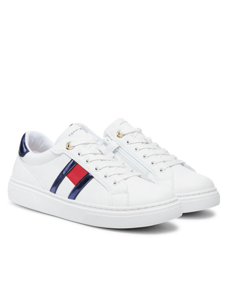 ბავშვის სპორტული ფეხსაცმელი Tommy Hilfiger - FLAG LOW CUT LACE-UP SNEAKER WHITE/BLUE