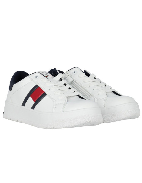 ბავშვის სპორტული ფეხსაცმელი Tommy Hilfiger - FLAG LOW CUT LACE-UP SNEAKER WHITE