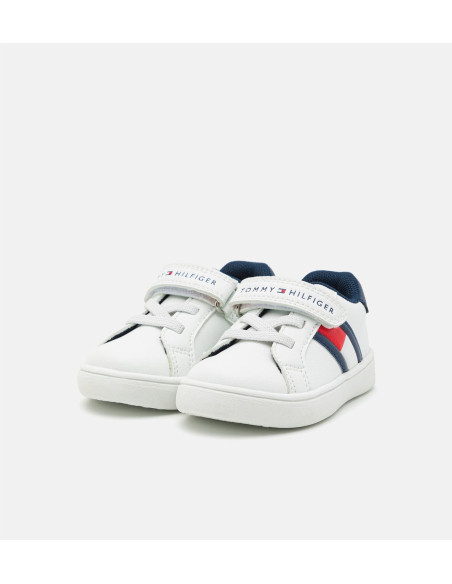 ბავშვის სპორტული ფეხსაცმელი Tommy Hilfiger - FLAG  LOW CUT VELCRO SNEAKER WHITE